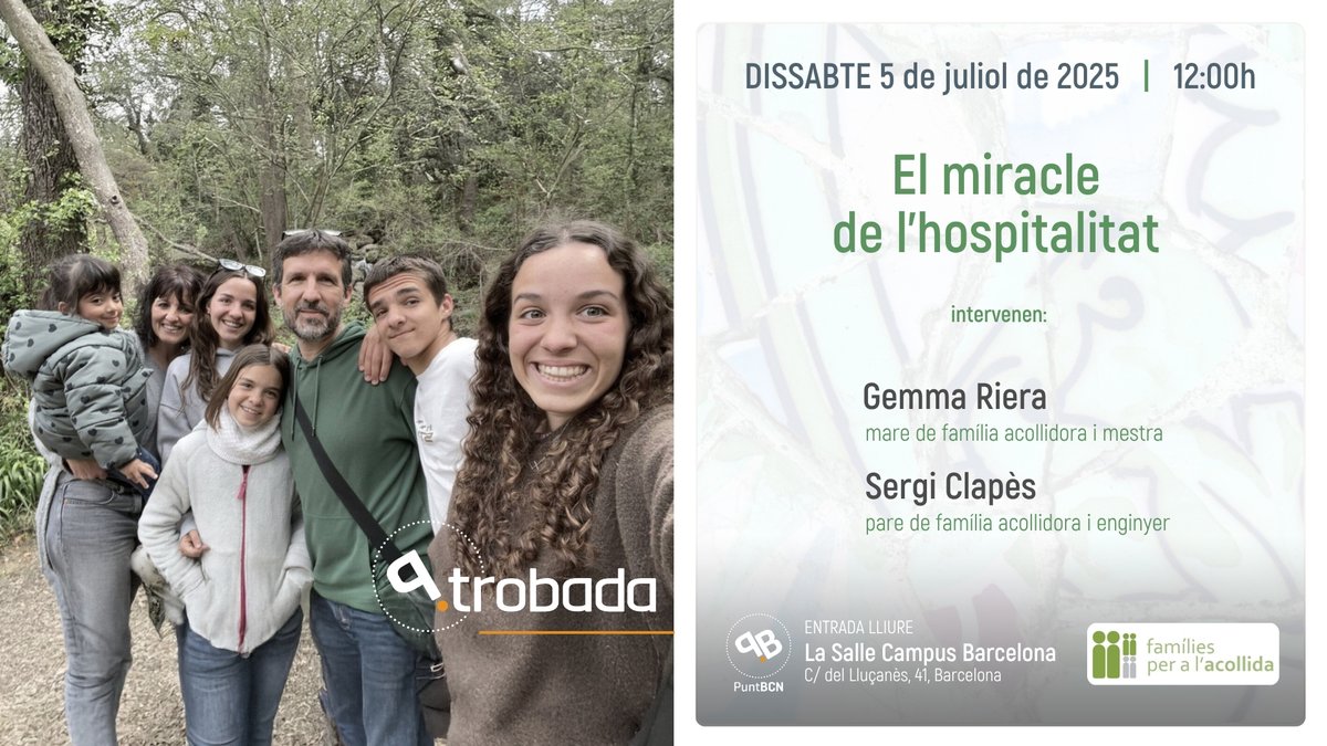 Punt_Bcn's tweet photo. No són herois amb superpoders, no han passat per un complicat programa sobre l'acollida, només donen el que reben a qui no ho té acompanyats d'una comunitat. 
Coneix el Sergi Clapés i Gemma Riera, de @EstaestuCasa 

🗓️ Dissabte 5 de juliol a les 12h
📍@LaSalleBCN
🔗+info: al web https://t.co/lNIU7MP1Eq