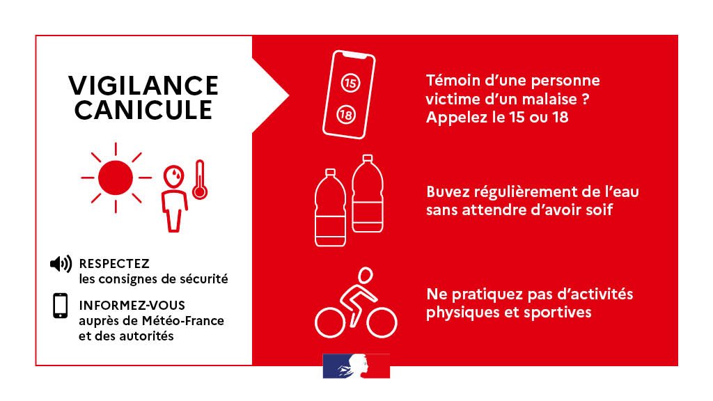 🔴 #canicule | Météo-France a placé le département des #HautsdeSeine en vigilance “rouge” Canicule à partir de demain, mardi 1er juillet, à 12h :
👉 Adaptez vos activités.
👉 Prenez soin des plus fragiles.

📞 En cas de malaise : appelez le 15 immédiatement.

ℹ️ Plus d’infos :
