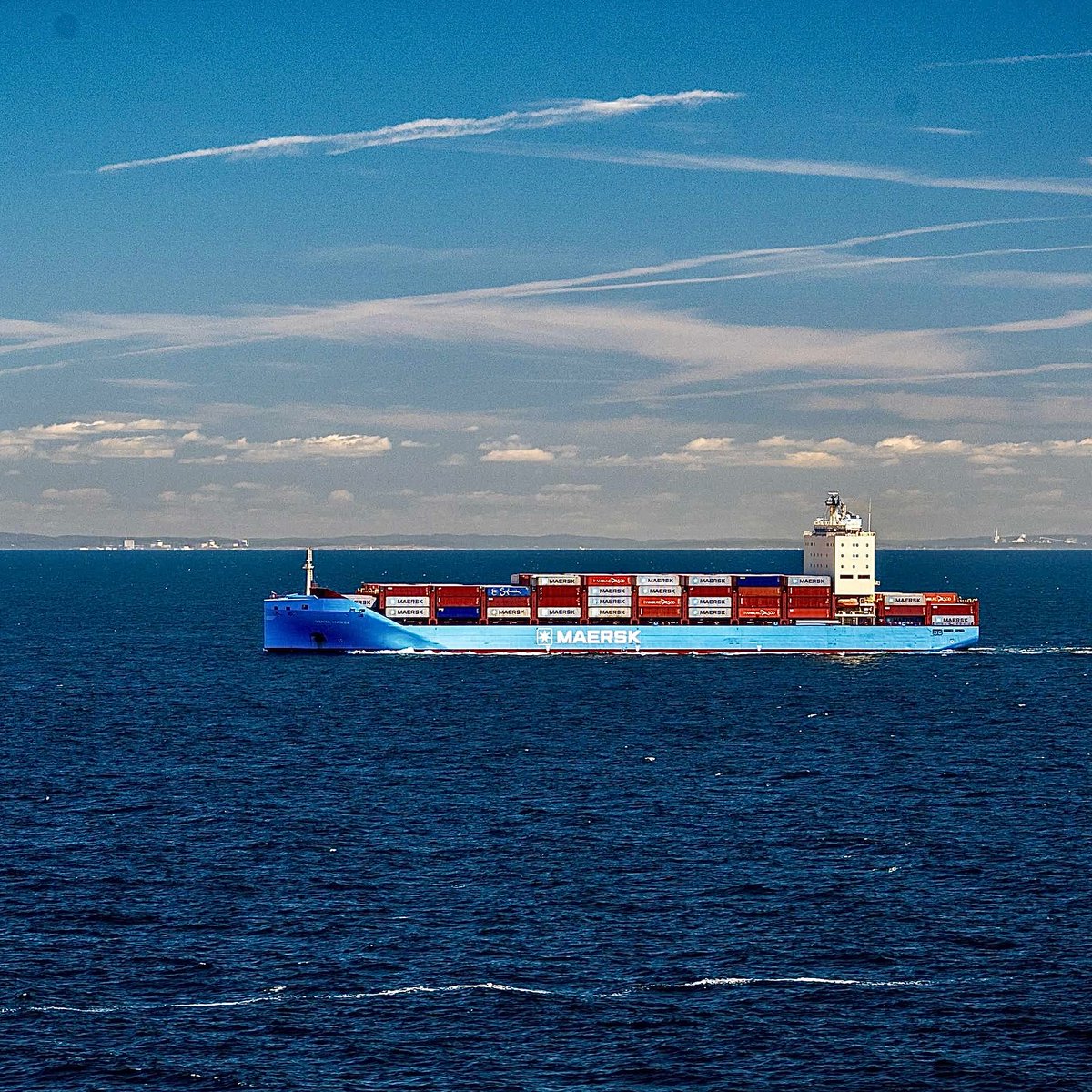 Venta Maersk passing Great Belt on a beautiful summerday, captured by DanPilot.
Thank you for this amazing photo!.

#ventamaersk #denmark summer #sommer #storebælt #greatbeltbridge #bridge #bro #colleagues #sailor #seafarersarekeyworkers #noshippingnoshopping #logistics