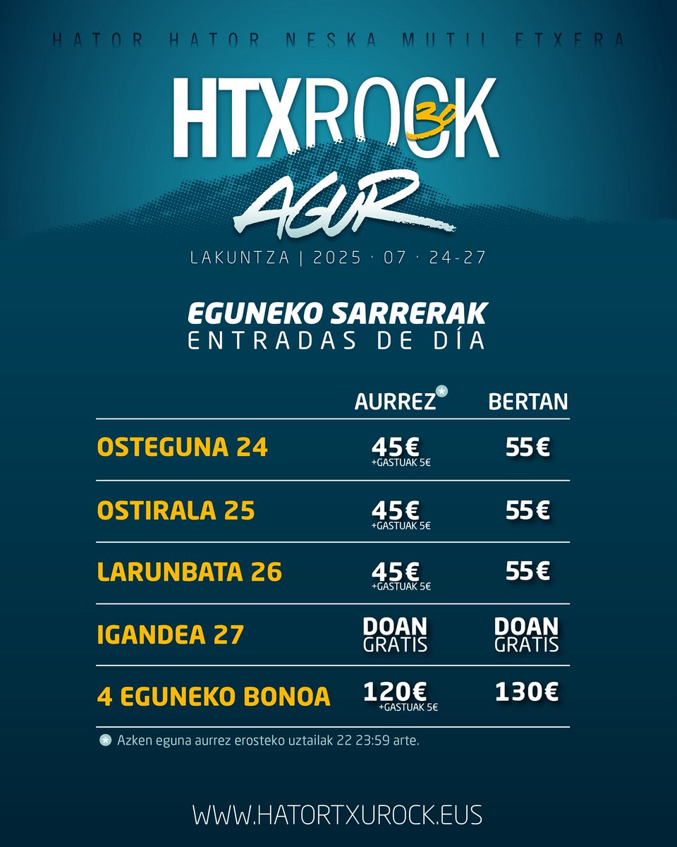 🎶 ZATOZ!!! Ez zara damutuko! 

🎫 hatortxurock.eus/sarrerak

#htx30 #agurhatortxu #elkartasuna #musika #auzolana