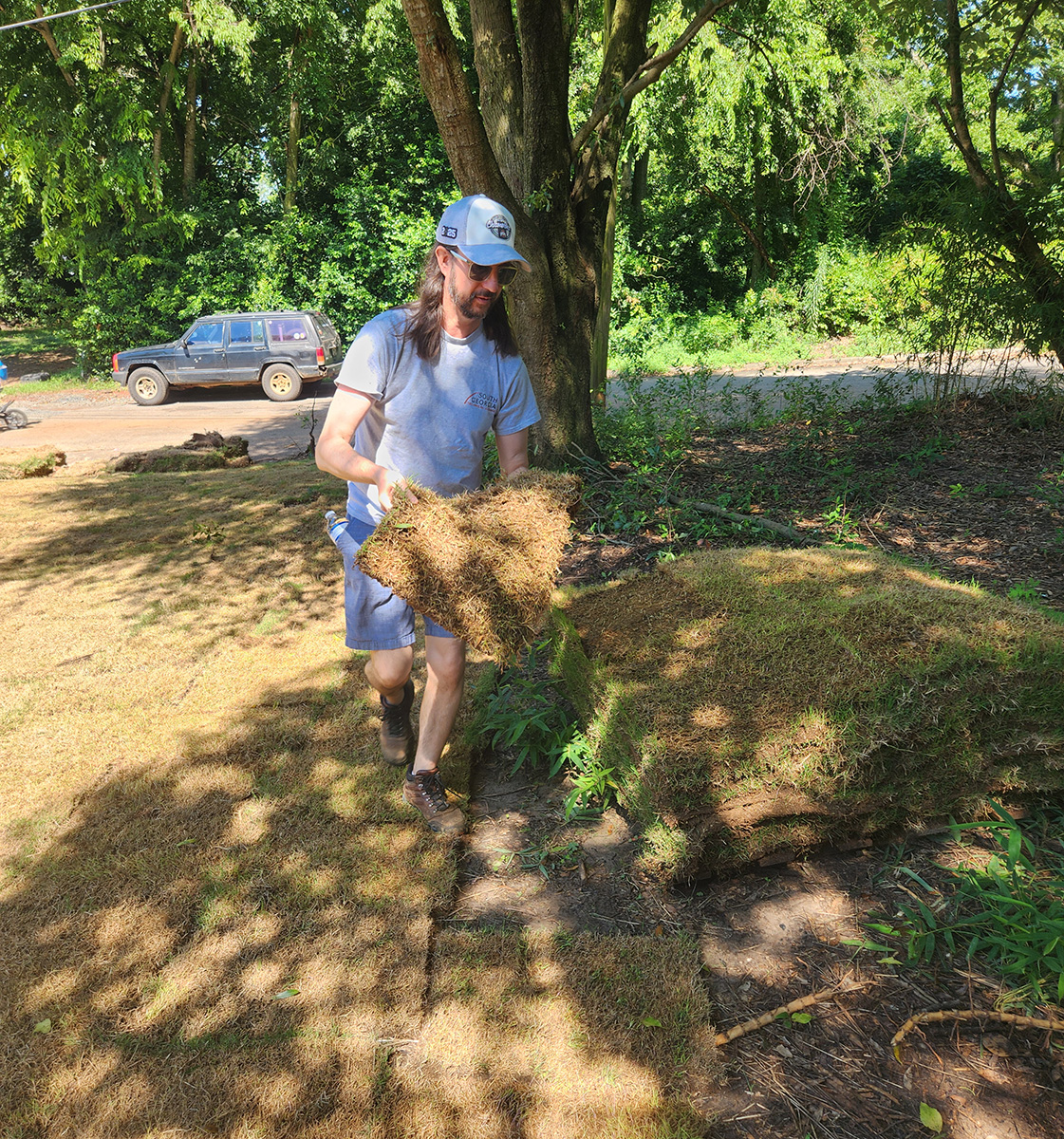 There are no classes this week at SGTC due to summer break and July 4th Holiday, but Horticulture Instructor Brandon Gross and his students were helping lay sod at the Big Build Fuller Center House project along with SGTC English Instructor Jon Stravelakis.  Great job !
