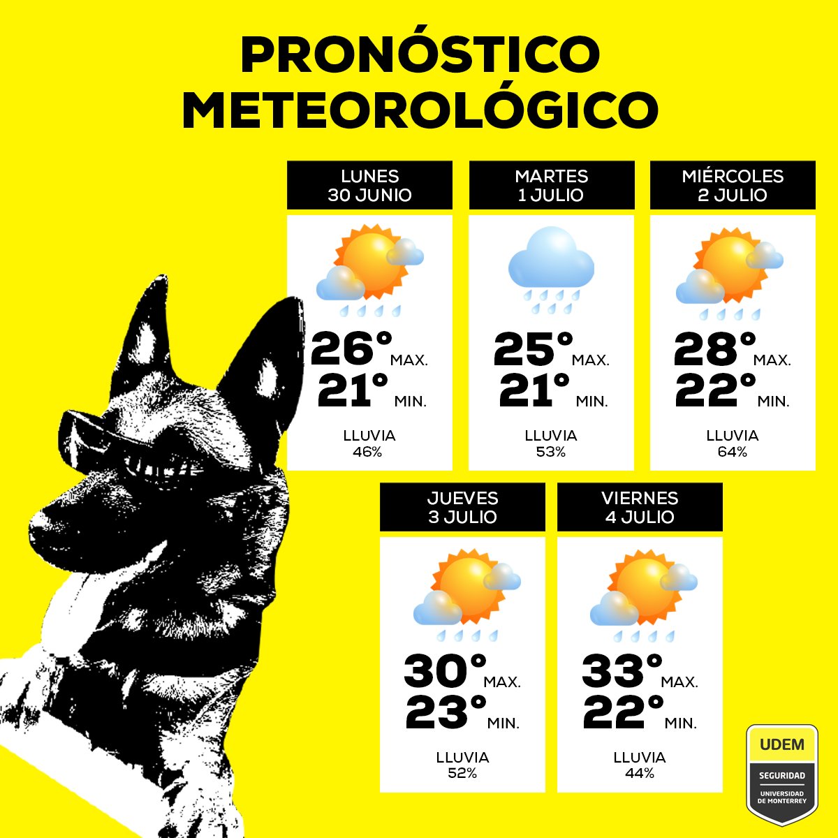 🌦️ ¡Esta semana tendremos días lluviosos! 🌦️
#UDEM