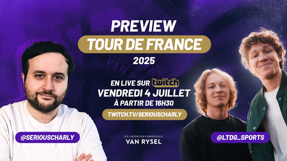 Pas un, mais 2 lives pré-Tour de France avec mes jumeaux lyonnais préférés. 🚲

Rendez-vous mercredi 15h et vendredi 16h30, en plateau, en direct de Lille, en collaboration commerciale avec les rois de Van Rysel. 🙏