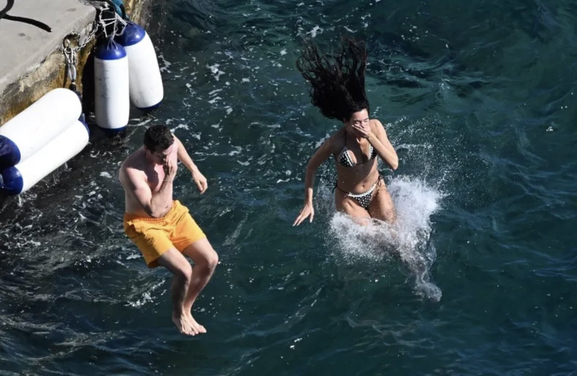 STUDlO2054's tweet image. 📸 | @DUALIPA and Callum Turner off the coast of Amalfi, Italy recently!