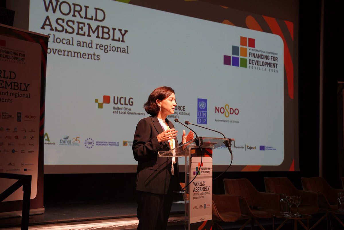 GlobalTaskforce's tweet photo. 🟡 #FFD4

@Eva_Granados, Sec. of State for Cooperation at @MAECgob, stresses that the World Assembly of #GLRs is 🔑 to addressing global challenges. Spain is leading the way in localizing financing, as reflected in the consensus reached at the Seville Commitment.

#Listen2Cities https://t.co/VMSEfepEDV