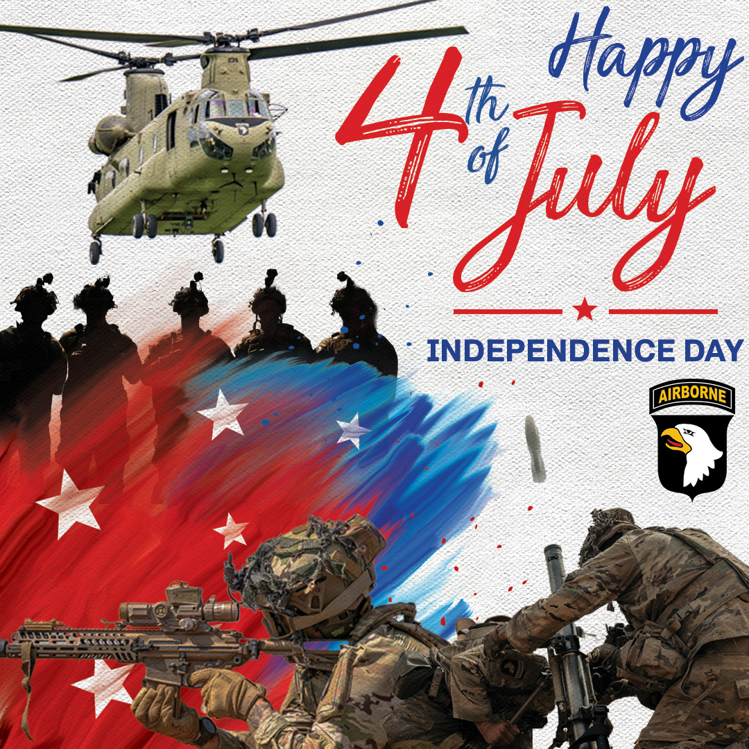 249 years as a nation and 250 years defending the freedom of those that live in the nation. 🇺🇸🪖

Happy 4th of July and Independence Day from your Screaming Eagles! 🦅🎆🇺🇸

Have a safe, fun and patriotic holiday and weekend! #airassault #thiswelldefend