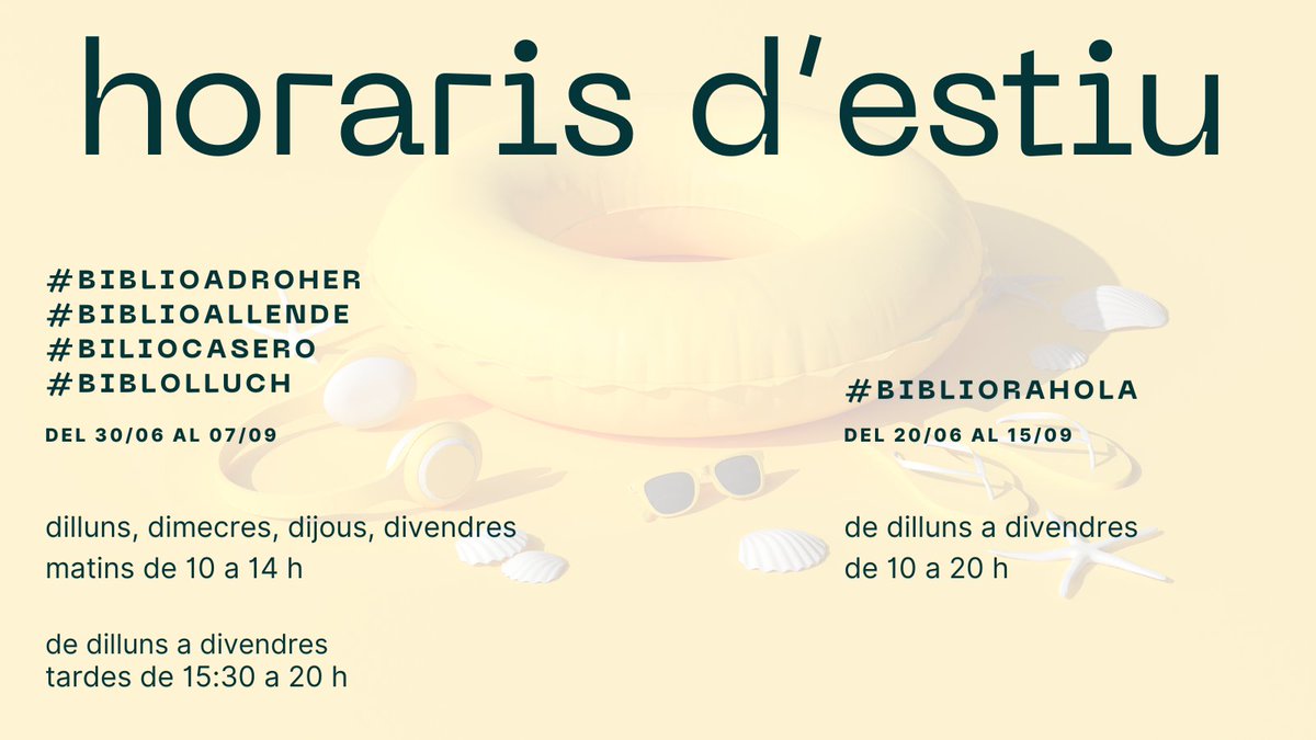 Hem començat l'horari d'estiu. El podeu consultar a l'apartat 'equipaments' de la nostra web: web2.girona.cat/biblioteques/c…