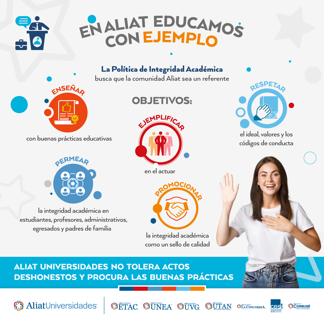 En Aliat, la integridad se enseña con el ejemplo.
No toleramos actos deshonestos. 🚫 
Promovemos buenas prácticas y respeto en cada acción. ✅ 
#EducamosConEjemplo #AliatUniversidades