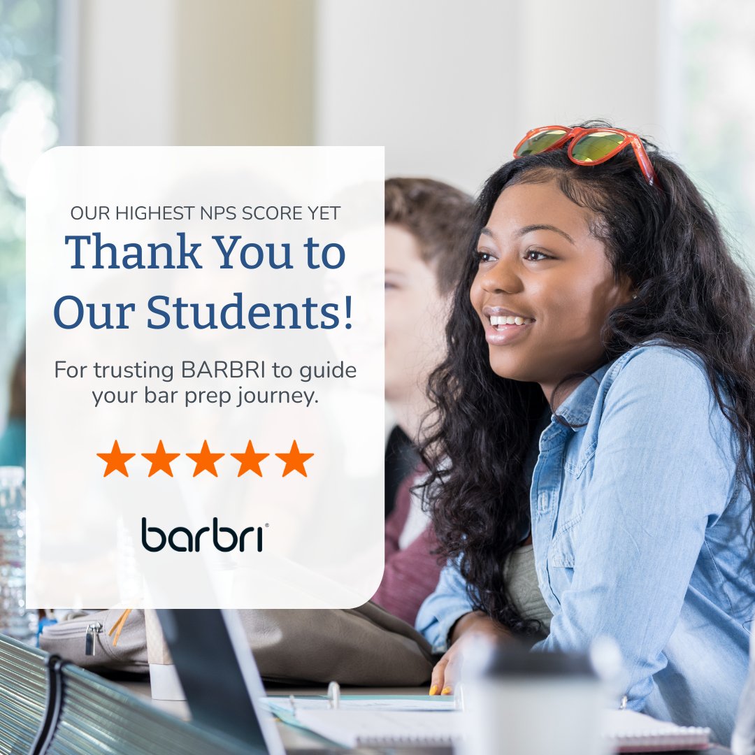 Our students just gave us our highest NPS score ever and it is because of students like YOU. Thank you for trusting us with your journey to becoming an attorney. 💙

🔗Explore why we’re the #1 name in bar prep → pulse.ly/6j3laelydj