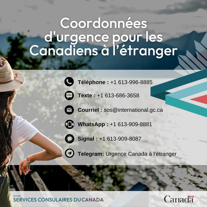 AmbCanBFA's tweet image. Nos bureaux seront fermés ce mardi 1er juillet à l’occasion de la #FêteduCanada🍁.
Citoyennes et citoyens canadiens, en cas d’urgence veuillez contacter sos@international.gc.ca ou +226 25.49.08.00