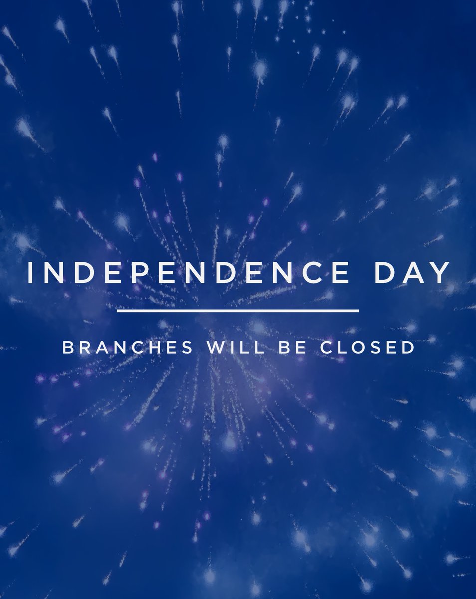 Friendly reminder to plan ahead: #SSFCU branches and call center will be closed on Friday, July 4 for Independence Day. We will resume normal operating hours on Saturday, July 5.