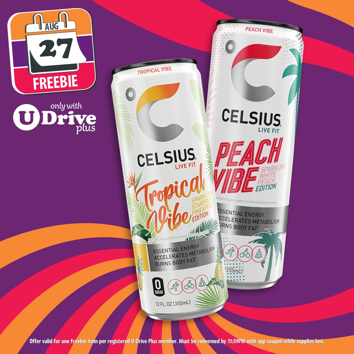 FREE 12oz Celsius Energy Drink on 8/27/25 @ UDF with app coupon! #WednesdayFreebie 📲 Download, register &amp; save! udfinc.com/u-drive/