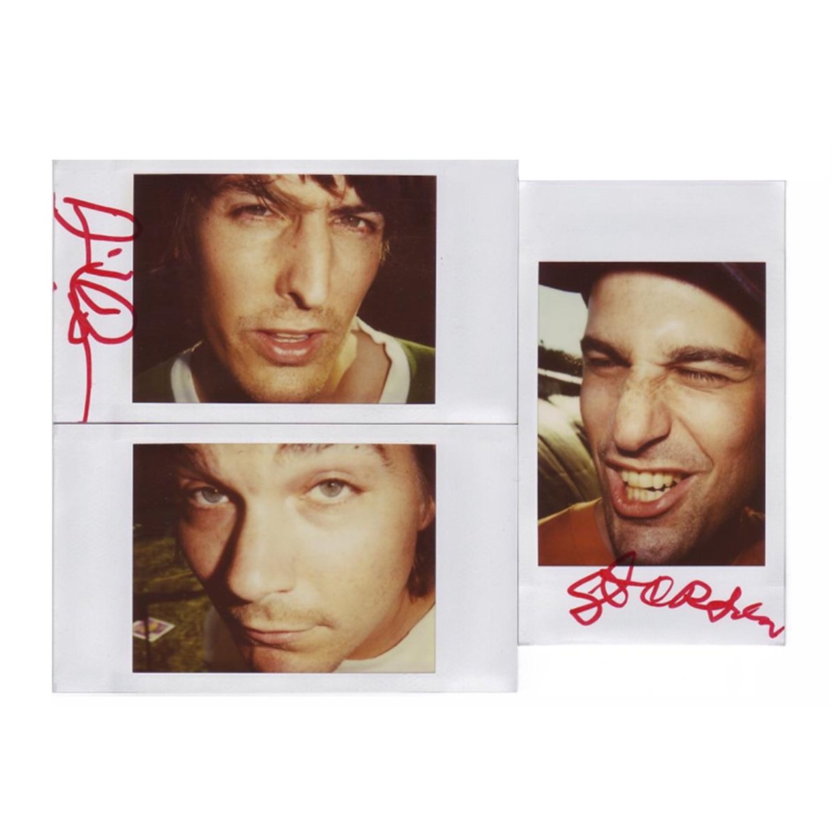 pavementarchive's tweet image. Polaroids of Stephen Malkmus, Mark Ibold and David Berman taken by Johnny Riggs at Lollapalooza (Chicago, 1995)