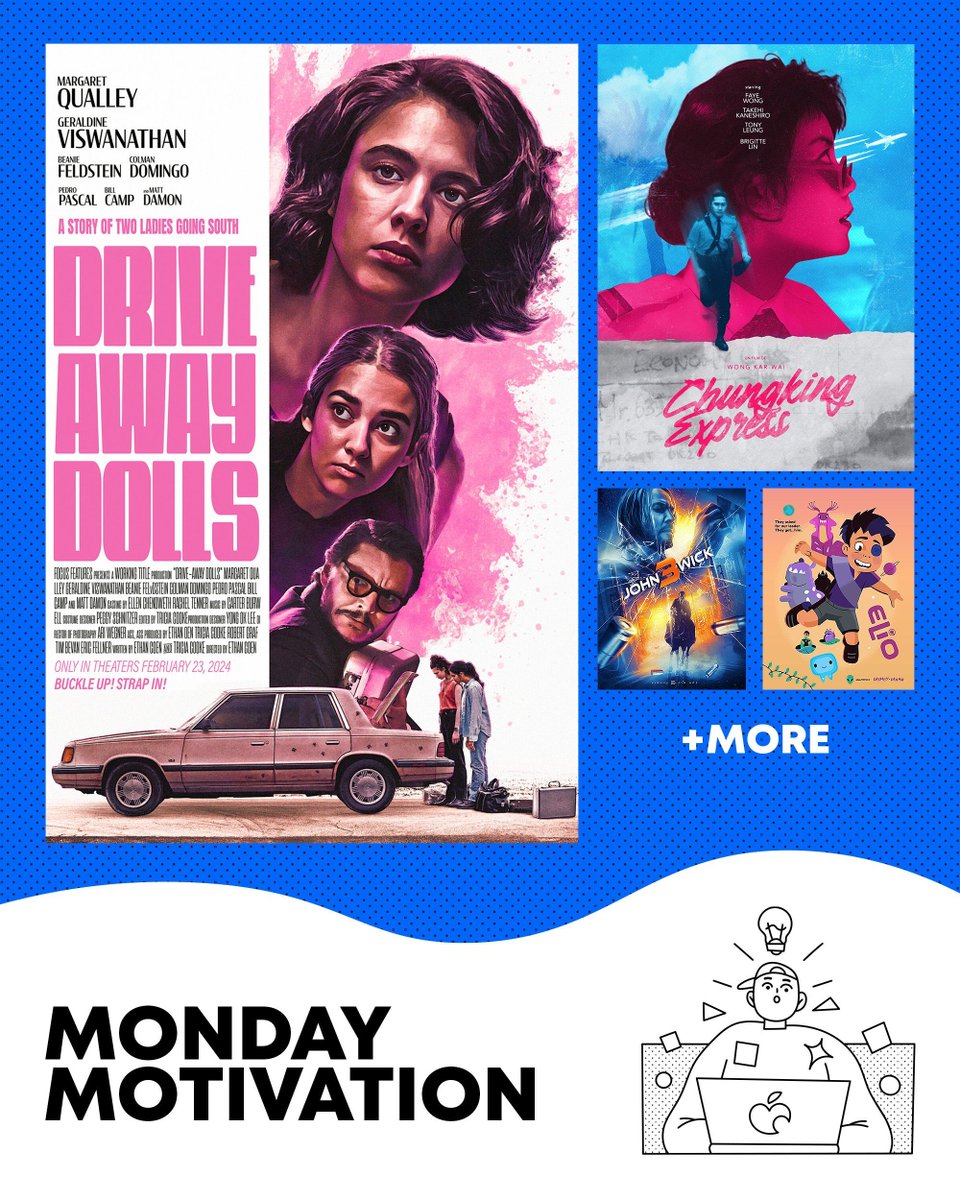 😍 Your Monday Motivation is here! 😍 

Drive-Away Dolls by <a href="/jximedesigns/">Jaime</a>, Chungking Express by @antoinebonnici John Wick by <a href="/VishalKlairarts/">Vishal Klair</a>, Elio by <a href="/JurassicKevin/">Kevin Tiernan</a>

Also in this week's selection are posters for Superman, 28 Years Later, The Punisher, Megan 2.0, and More: