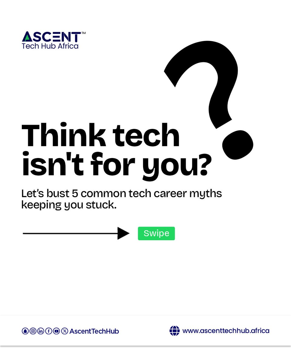 AscentTechHub's tweet image. Here are the most dangerous myths holding professionals back:

❌ “Tech is only for coders”
❌ “AI can’t affect my job”
❌ “It’s too late to learn this stuff”

Sound familiar?
👇 What myth did you believe about AI or tech? Let’s talk.

#AscentTechHub  #TechCareer #JobReplacement