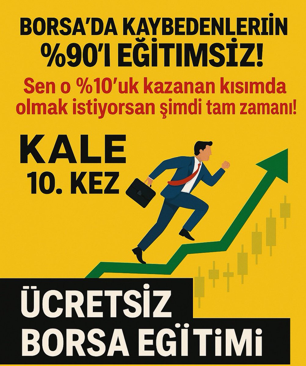 #xu100 #KALE de 10.Kez Ücretsiz Borsa Eğitimi 
👉👉👉 t.me/kalegitim10

#viop #xbank #bodrum #fonet #eregli