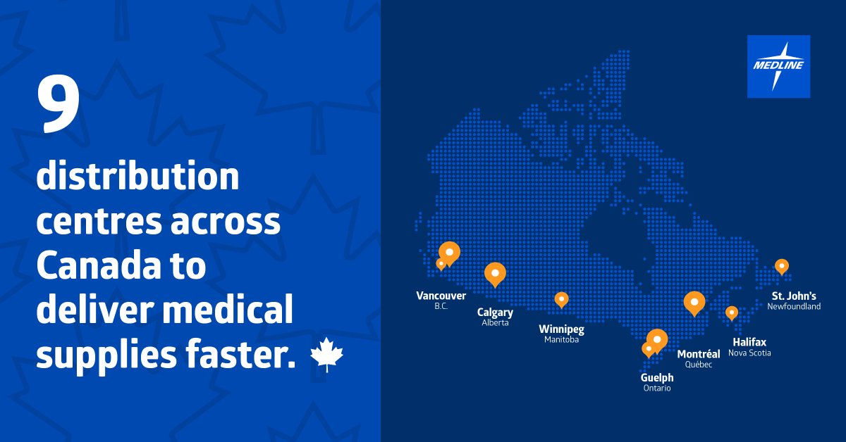 From coast-to-coast, Medline Canada has 1.2 million square feet of warehouse space across nine distribution centres to ensure customers have quick access to the best, clinically-proven products. #TogetherImprovingCare #MedlineCanada
