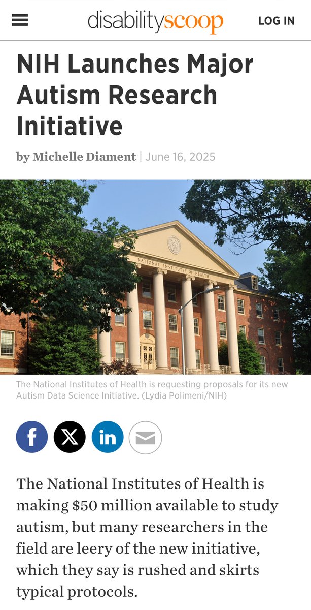 ChildMovementFL's tweet image. "The National Institutes of Health is making $50 million available to study autism, but many researchers in the field are leery of the new initiative, which they say is rushed and skirts typical protocols."
Via @DisabilityScoop: bit.ly/43XTm4H