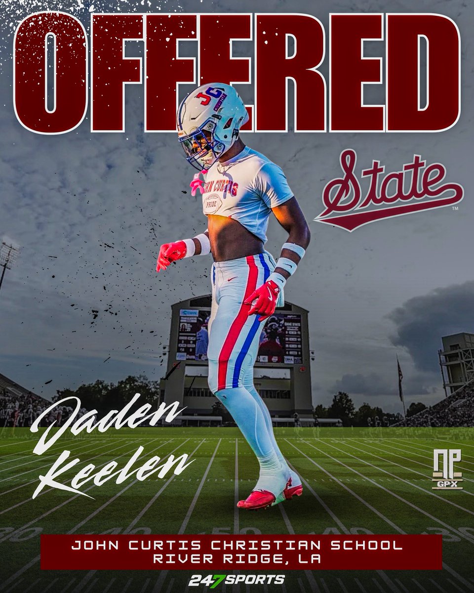NPGPX Design (@nathanpurvis) on Twitter photo Jaden Keelen (<a href="/Jadenkeelen/">Jaden “JKEE"⭐️ Keelen</a>), the class of 2028 defensive back from John Curtis High School (River Ridge, LA), recently picked up an offer from Mississippi State. Jacob Bain from Gene’s Page has more from Jaden. #HailState 
247sports.com/college/missis… Jaden Keelen (<a href="/Jadenkeelen/">Jaden “JKEE"⭐️ Keelen</a>), the class of 2028 defensive back from John Curtis High School (River Ridge, LA), recently picked up an offer from Mississippi State. Jacob Bain from Gene’s Page has more from Jaden. #HailState 
247sports.com/college/missis…
