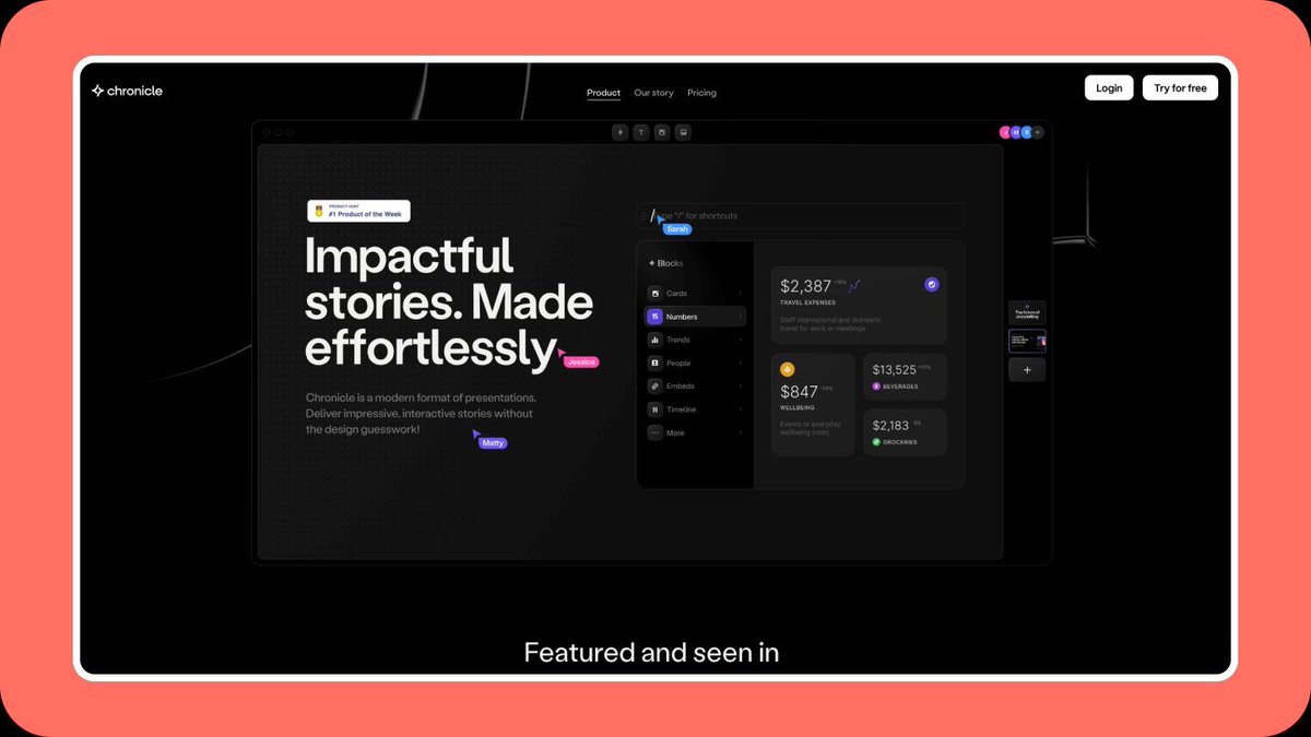 the_lucag's tweet image. Pitch decks don’t have to look like a PowerPoint from 2010.
In the latest NTSOT, I featured @Chronicle_HQ, the tool that helps founders create stunning presentations without design skills.
Try it. Thank me later.