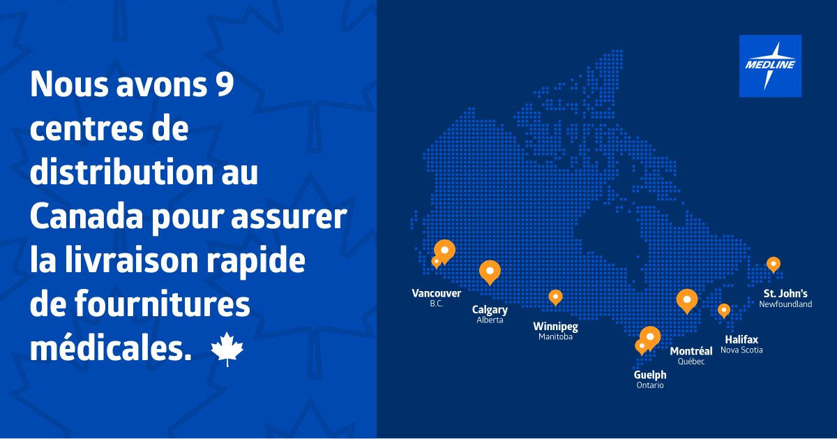 Medline Canada possède 1,2 million de pieds carrés d’espace d’entreposage répartis dans 9 centres de distribution, d’un océan à l’autre, ce qui garantit à notre clientèle un accès rapide aux meilleurs produits cliniquement testés. #EnsembleAuCoeurDesSoins #MedlineCanada