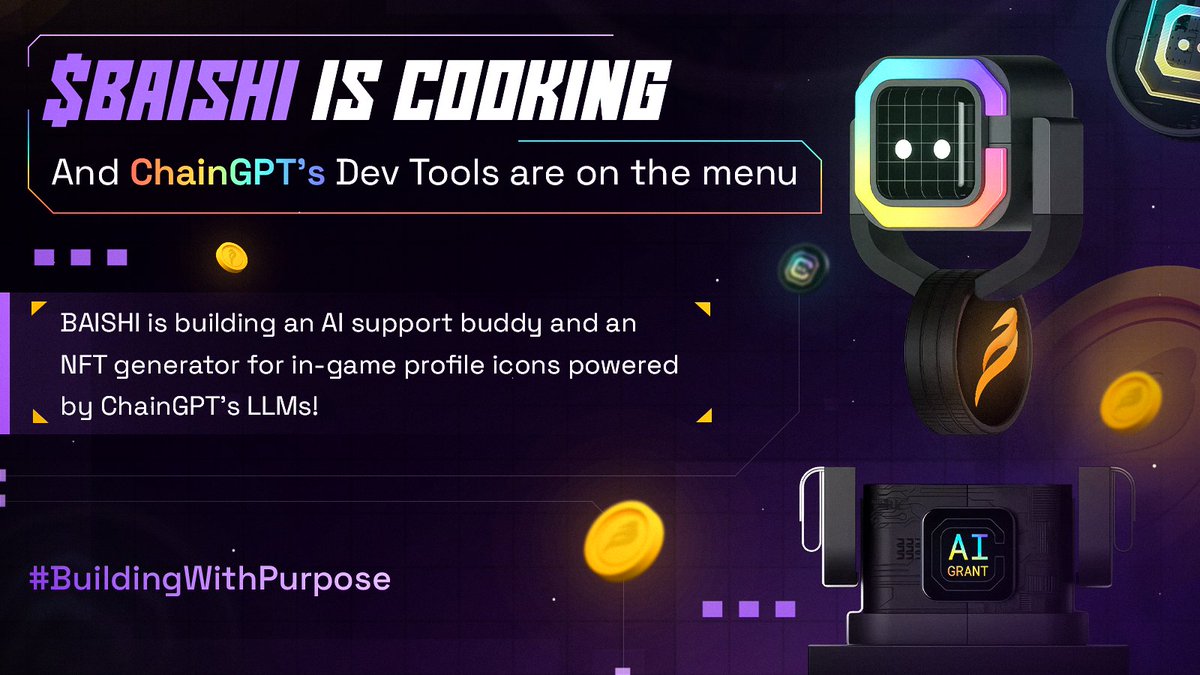 🤖BAISHI's AI is about to get much smarter, thanks to <a href="/Chain_GPT/">ChainGPT</a>'s Dev Tools!

We are using <a href="/Chain_GPT/">ChainGPT</a> Dev Tools to power two of our next big releases : a fully automated support buddy and a game-ready NFT generator for custom profile icons!

👉Join us: t.me/playbaishi