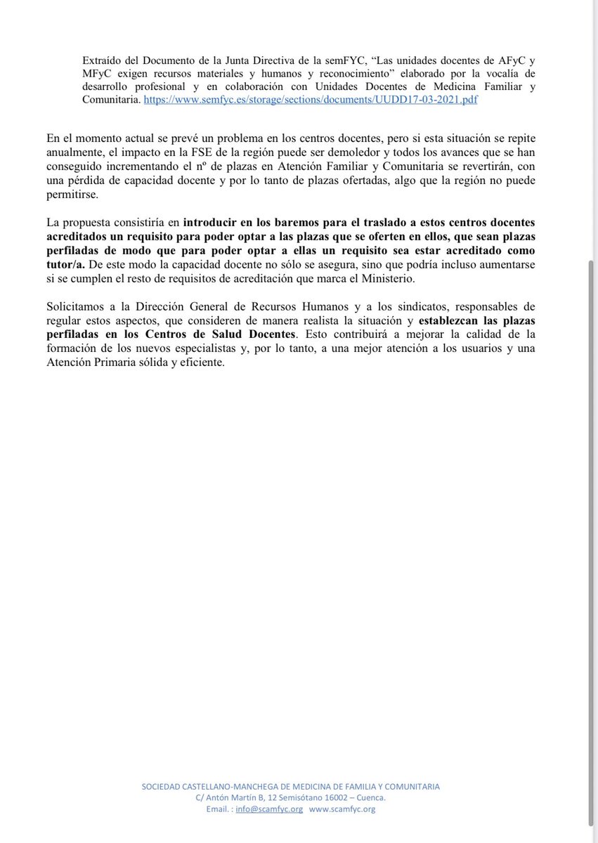 <a href="/SCAMFYC/">🆂🅲🅰🅼🅵🆈🅲</a> alerta de las implicaciones del reciente concurso de traslados abierto y permanente publicado por el <a href="/sescamclm/">SESCAM</a> en relación con la Formación Sanitaria Especializada (FSE), en nuestro caso, en Medicina y Enfermería Familiar y Comunitaria.
