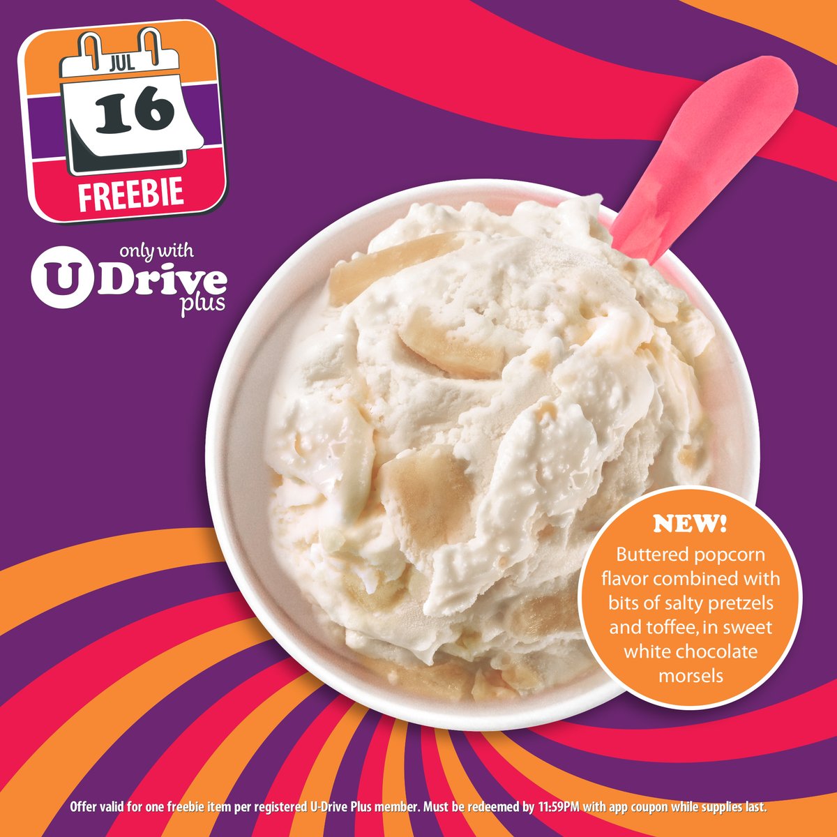 Scoop up a dip of our NEW Movie Night Ice Cream for FREE on 7/16/25 with app coupon! #WednesdayFreebie 📲 Download, register &amp; save! udfinc.com/u-drive/