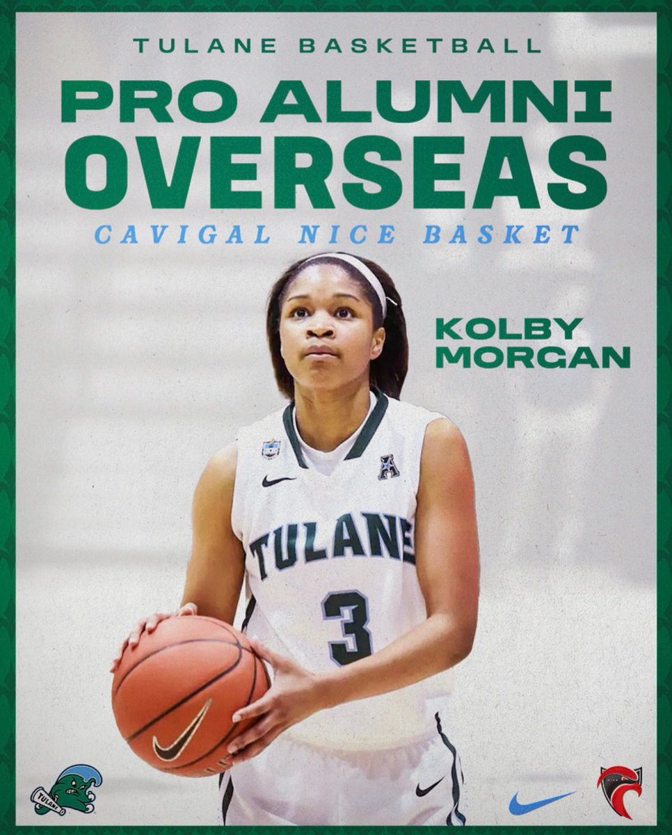 GreenWaveWBB's tweet image. 𝐈𝐧𝐭𝐞𝐫𝐧𝐚𝐭𝐢𝐨𝐧𝐚𝐥 𝐠𝐚𝐦𝐞 🏀
Alumna Kolby Morgan has signed a contract with Cavigal Nice Basket!
#RollWave🌊