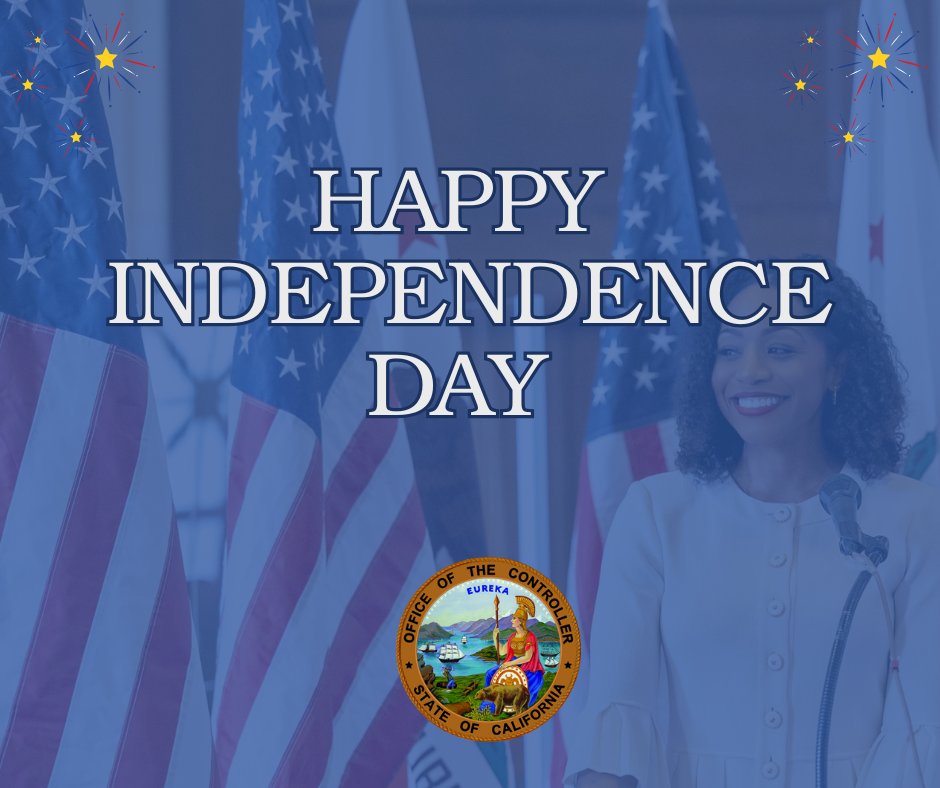 Wishing everyone across California safe celebrations with family, friends, and community. Happy 4th of July!

SCO offices will be closed today in observance of #IndependenceDay and will reopen on Monday, July 7, 2025.
