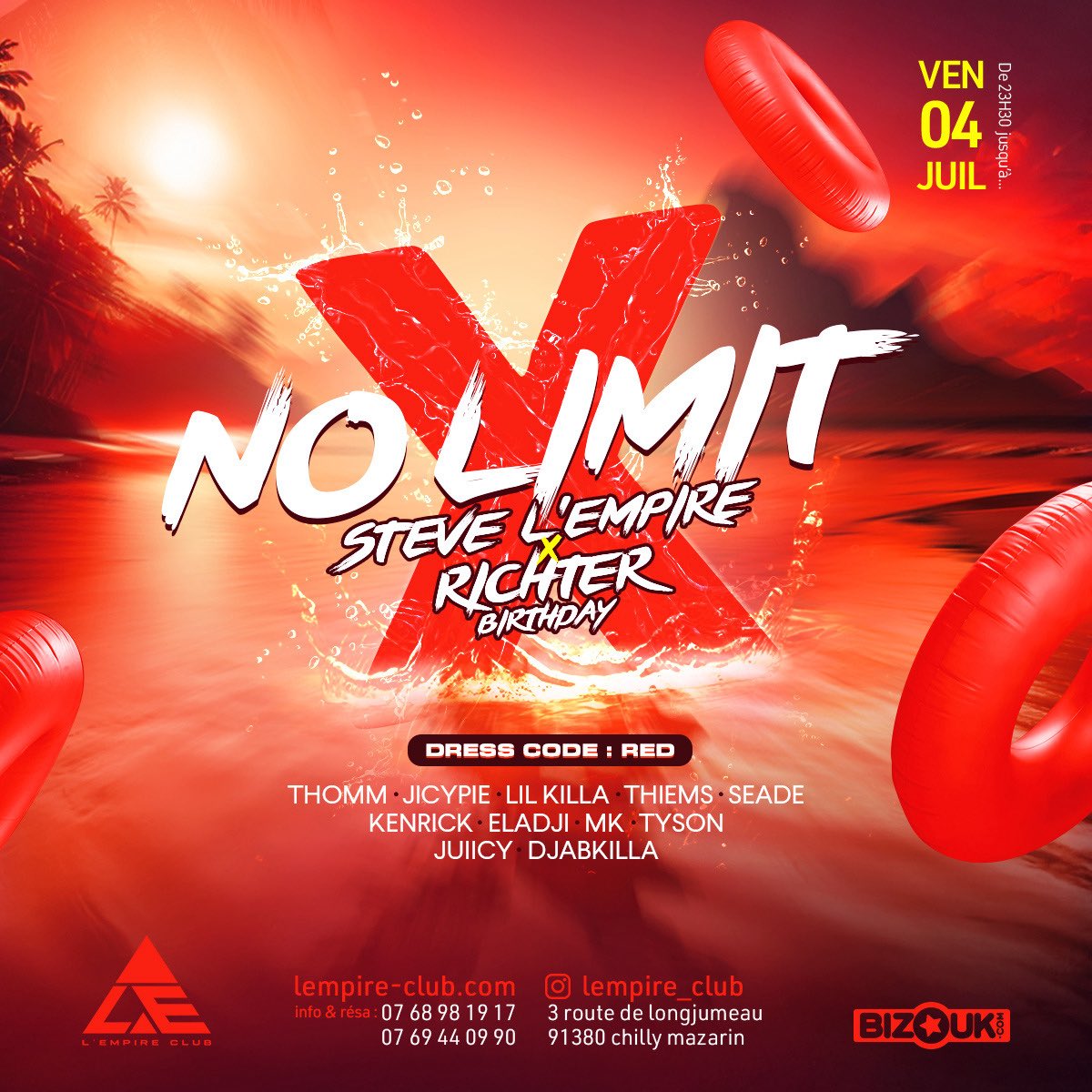 Steve Lempire (@lempireclub1) on Twitter photo STEVE LEMPIRE x RICHTER BIRTHDAY 🔥
VENDREDI 4 JUILLET 2025
LA NO LIMIT 🔞
DRESS CODE: ROUGE OBLIGATOIRE
<a href="/dj_thomm/">DJ THOMM 🐼</a> <a href="/DeejayJicypie/">Deejay JiCyPie 971</a> <a href="/DjLilKilla1/">Dj Lil’Killa</a> <a href="/thiems_dj/">MONEY PUULL UP 💶</a> <a href="/DJSeade/">Seade</a> <a href="/kenrickdj/">KENRICK 🎰</a> <a href="/Djeladji/">Le mercenaire de l’espace</a> <a href="/DjTysonShow/">Dj Tyson aka The Voice</a> <a href="/JuiicyDj/">Mais t’es un Malade ou quoi !? 🤪</a> <a href="/djabkilla/">Eagle ᡕᠵ᠊ᡃ່࡚ࠢ࠘ ⸝່ࠡࠣ᠊߯᠆ࠣ࠘ᡁࠣ࠘᠊</a> STEVE LEMPIRE x RICHTER BIRTHDAY 🔥
VENDREDI 4 JUILLET 2025
LA NO LIMIT 🔞
DRESS CODE: ROUGE OBLIGATOIRE
<a href="/dj_thomm/">DJ THOMM 🐼</a> <a href="/DeejayJicypie/">Deejay JiCyPie 971</a> <a href="/DjLilKilla1/">Dj Lil’Killa</a> <a href="/thiems_dj/">MONEY PUULL UP 💶</a> <a href="/DJSeade/">Seade</a> <a href="/kenrickdj/">KENRICK 🎰</a> <a href="/Djeladji/">Le mercenaire de l’espace</a> <a href="/DjTysonShow/">Dj Tyson aka The Voice</a> <a href="/JuiicyDj/">Mais t’es un Malade ou quoi !? 🤪</a> <a href="/djabkilla/">Eagle ᡕᠵ᠊ᡃ່࡚ࠢ࠘ ⸝່ࠡࠣ᠊߯᠆ࠣ࠘ᡁࠣ࠘᠊</a>