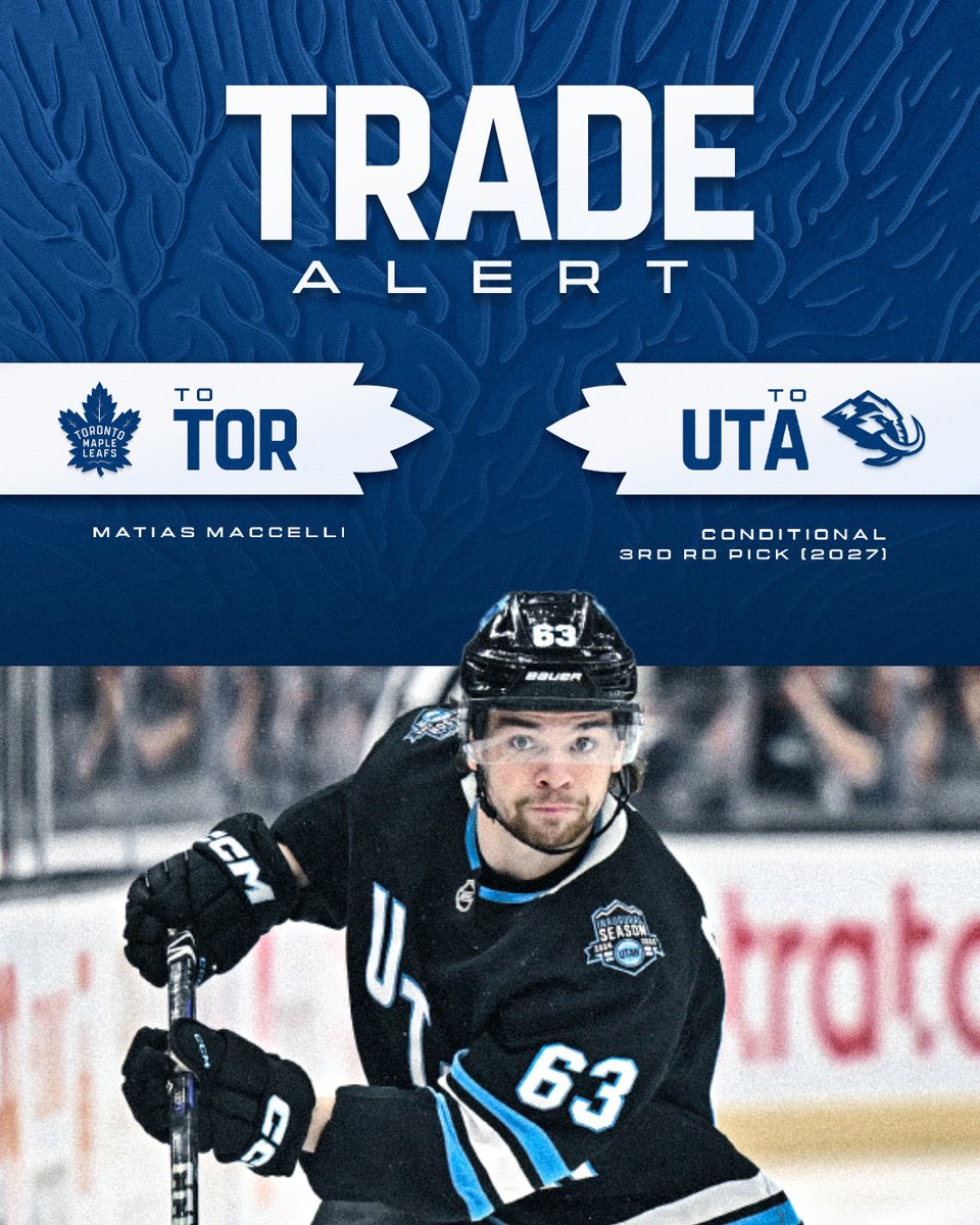 TRADE: We’ve acquired Matias Maccelli from the Utah Mammoth in exchange for a conditional third-round selection in 2027