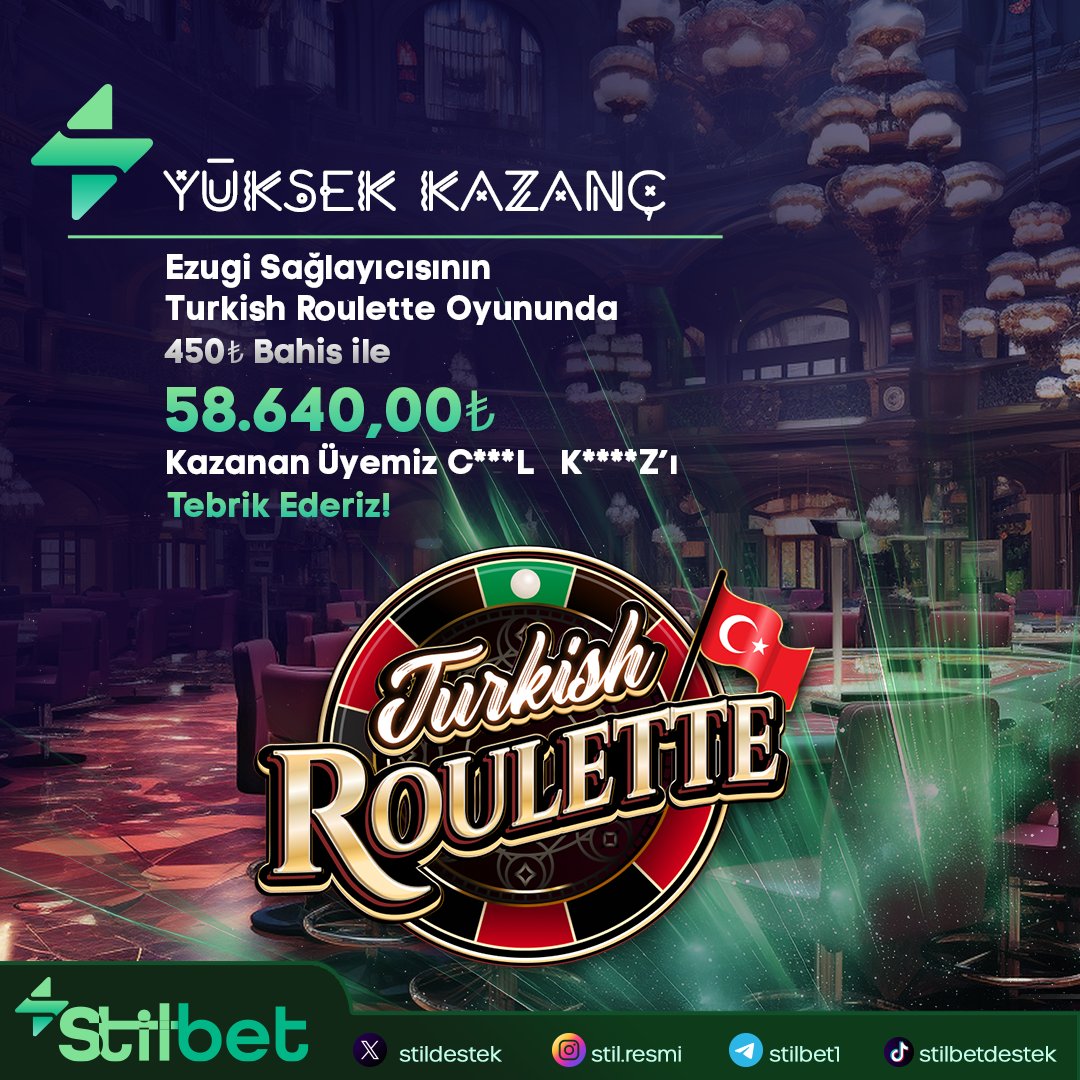 👑 Günün Kazananları Stilbet'te!!

🔥 Ezugi Sağlayıcısı “Turkısh Roulette” Oyununda 450,00 TL Bahis ile 58.640,00 TL Kazanan üyemiz  C***L    K****Z ' ı Tebrik Ederiz!

💰 Stilbet, Doğru Kazancın Güvenilir Adresi.

🔗 Stilgir.com