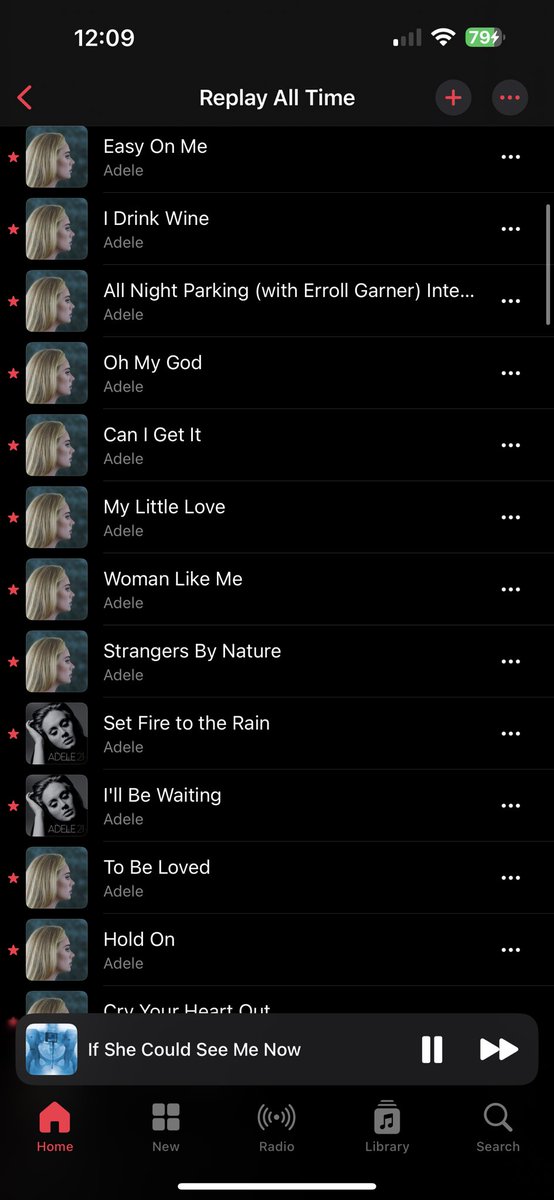 My All Time most listened to songs on Apple Music is literally just all Adele lmao