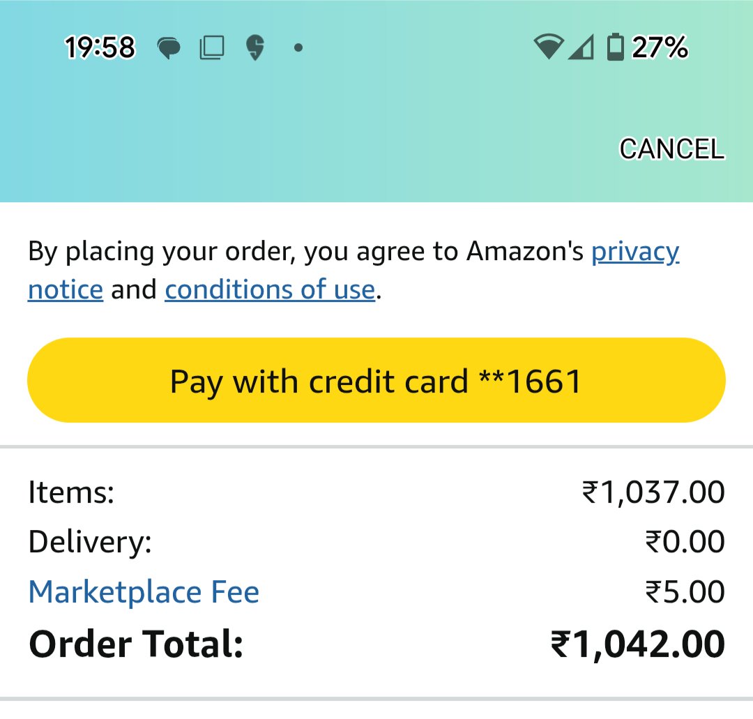 Surprised to see a new charge of marketplace fees added in recent order. Despite taking prime membership this charge is added to every order. 

Regretting renewing my prime membership now. 
#amazonIndia
#marketplacefees
<a href="/amazonIN/">Amazon India</a> following footsteps of quick commerce companies.