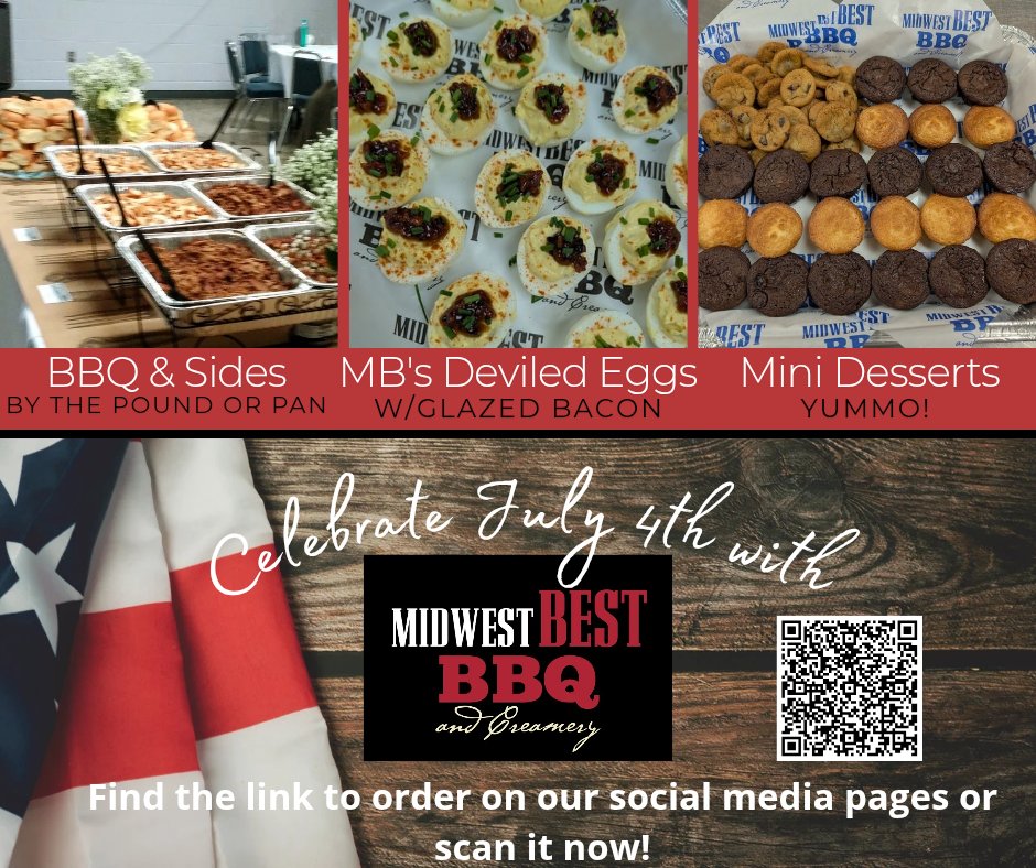 MidwestBestBBQ's tweet image. Last day to place a guaranteed cold pickup on Thursday! Reminder we are closed July 4th and will have holiday hours July 5th and 6th! Celebrate the 4th with Midwest Best BBQ!