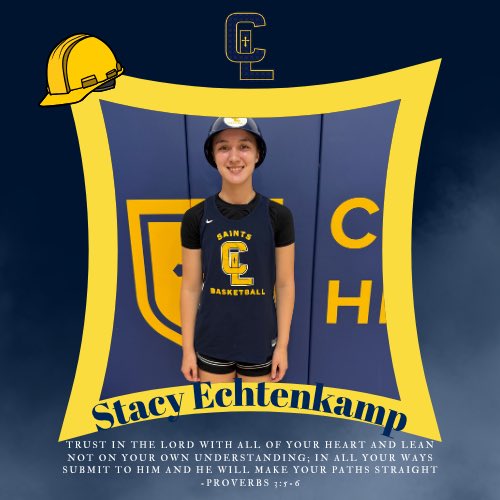 Busy week last week with our youth camp and practices but one thing that stayed consistent was our junior, Stacy Echtenkamp. Great job being a leader and an example on and off the court. Great job earning the hard hat last week! 
#hardhat #girlsbasketball 
Prov 3:5-6