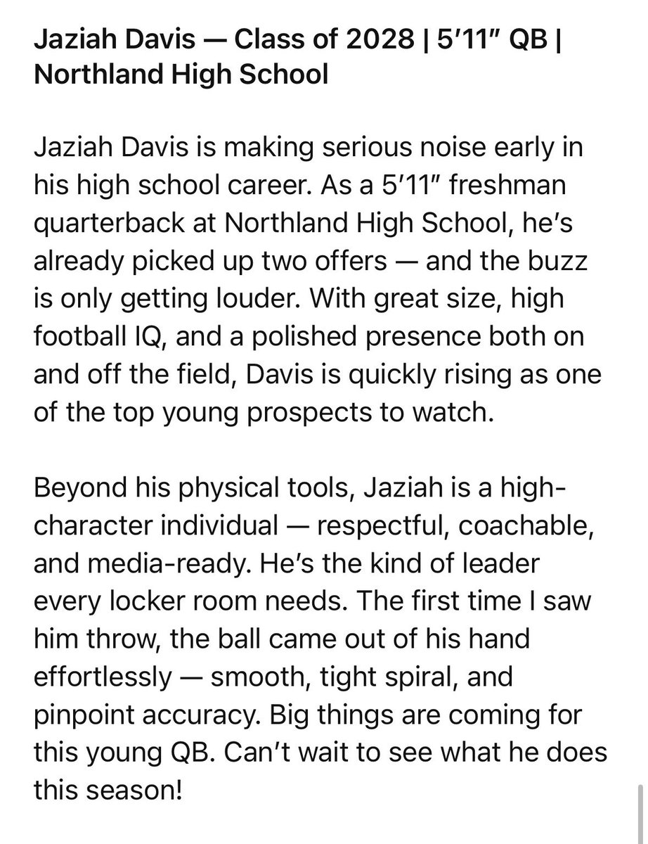 Jaziah (chosen) Davis ll QB ‘28 (@jaziahdavis12) on Twitter photo First big article action!!! #theland🔰 <a href="/QBHitList/">QBHitList.com</a> <a href="/coachSayers50/">Ryan Sayers</a> <a href="/jfells021/">Jordan Fells</a> <a href="/Coach_Bang41/">Coach Bang</a> First big article action!!! #theland🔰 <a href="/QBHitList/">QBHitList.com</a> <a href="/coachSayers50/">Ryan Sayers</a> <a href="/jfells021/">Jordan Fells</a> <a href="/Coach_Bang41/">Coach Bang</a>