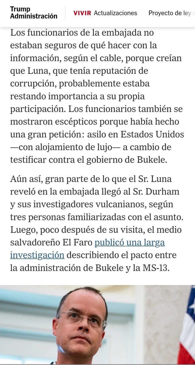 💣El medio estadounidense The New York Times  revela q Osiris Luna llegó a la embajada de USA el 2020 solicitando asilo político a cambio de testificar contra Bukele y su pacto con las pndillas!