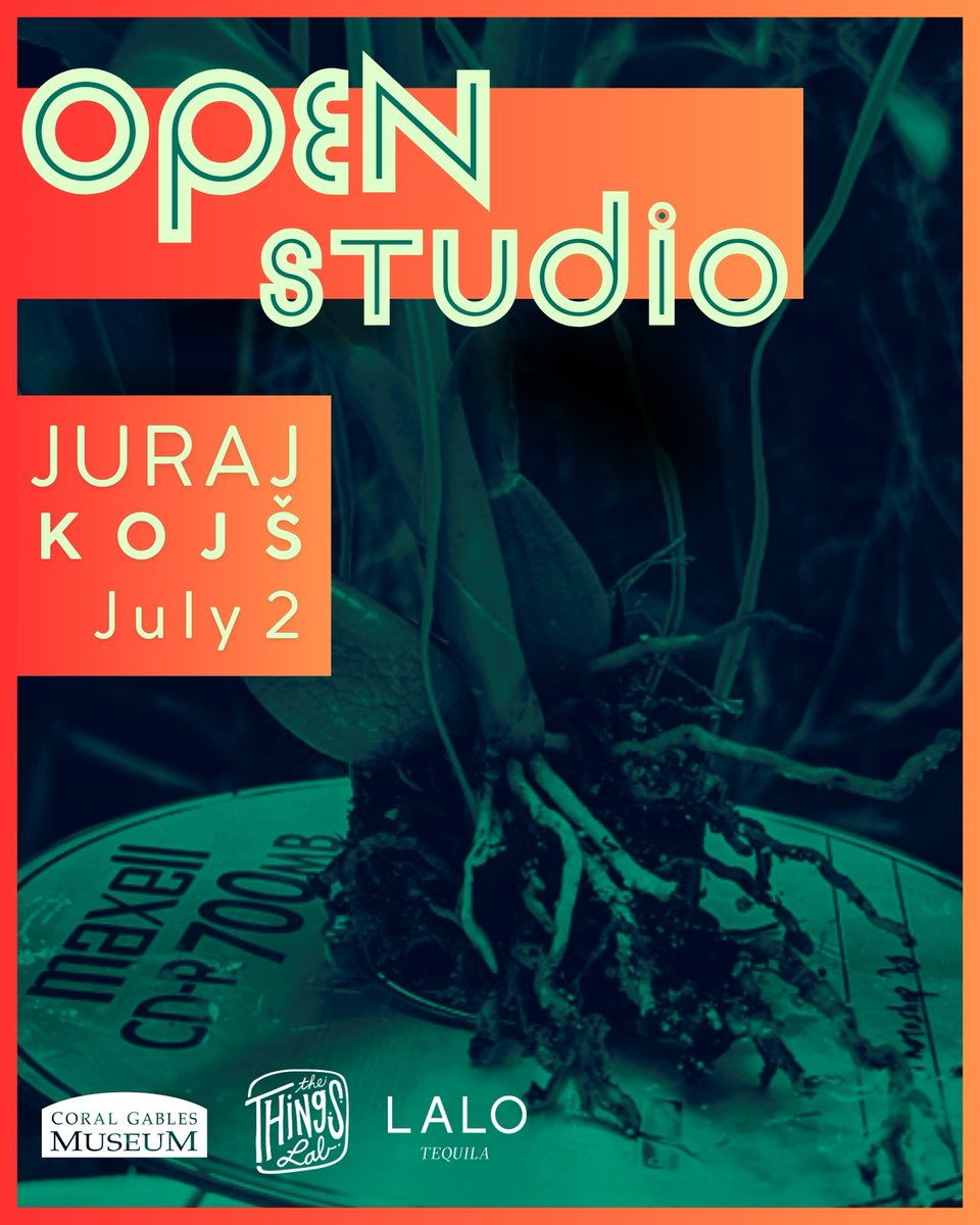 Open Studio returns with artist Juraj Kojš using sound objects like CDs and orchids 🎶🌸 Don’t miss it!

📅 Wed, July 2
🕕 6–8:30 PM
🍸 Open bar with LALO Tequila
🔗 RSVP: coralgablesmuseum.org

#OpenStudioCGM #CreateTogether #ArtInMiami