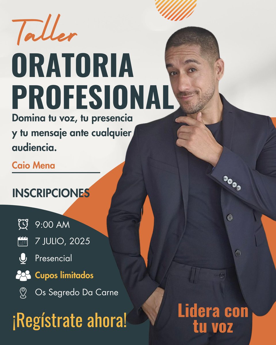 Este 7 de julio estoy brindando un TALLER DE ORATORIA  súper útil para aquellas personas que quieran aprender a comunicar mejor, hablar con seguridad, proyectar la voz , manejo escénico y más. 

Deportistas, emprendedores, vendedores, atención al cliente, recepcionistas y más.