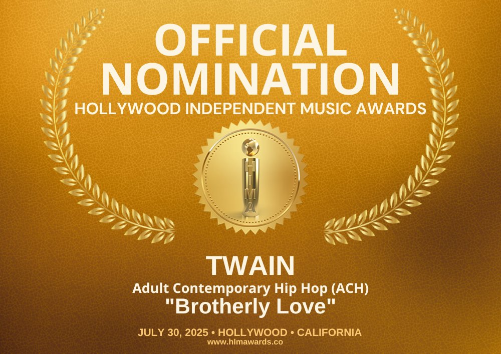 twainlo's tweet image. My song "Brotherly Love" has been nominated for the 2025 Hollywood Independent Music Awards! 🏆🎶
🧵
#himawards #HIMAwardNominee25 #himawards1 #TWAIN #indiemusic #brotherlylove #truthorconsequences #hollywoodindependentmusicawards #musicawards #awardshows