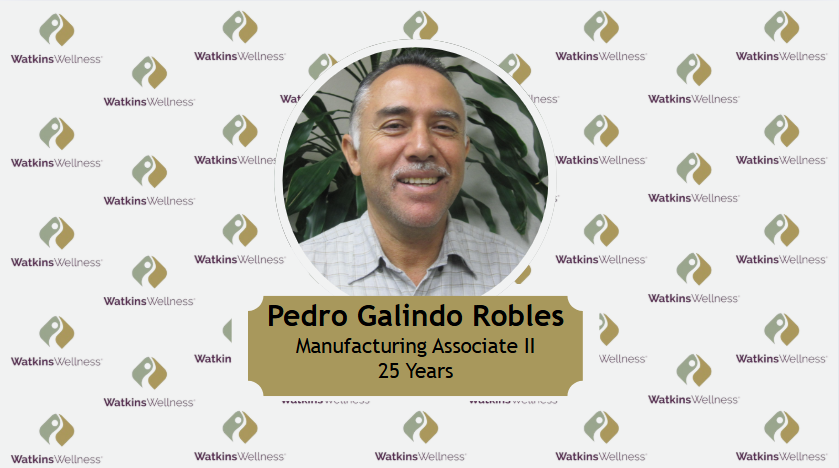 WatkinsWellness's tweet photo. What an amazing achievement! We're thrilled to celebrate Pedro Galindo Robles, our outstanding Manufacturing Associate II, on his 25-year anniversary with Watkins Wellness! 🎉 https://t.co/bOQdU4LkUK
