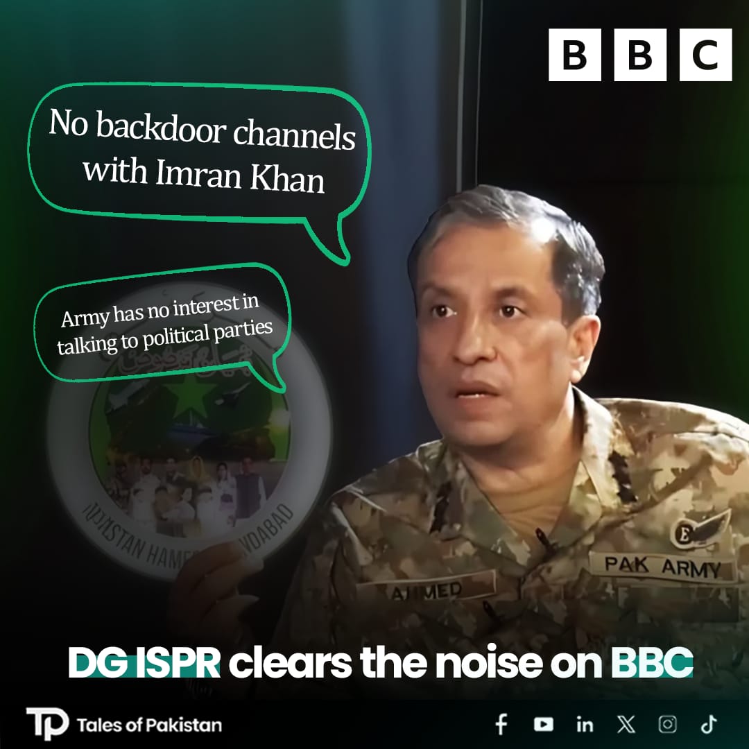 ShariqueMemon3's tweet image. *DG ISPR clears the noise on BBC: No deals. No politics. Just duty. The Army stands neutral—and insists that politicians solve political messes themselves.*

#DGISPR #BBCInterview #PakistanArmy #NoBackdoorPolitics #NeutralStance #ArmyForPakistan