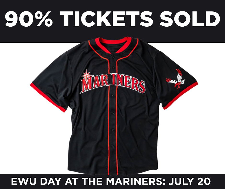Last call to join us at T-Mobile Park on Sunday, July 20 for EWU Day with the Seattle Mariners. 🦅⚾️ Tickets include a limited-edition EWU/Mariners jersey, reserved seating, and a pre-game social on the Rooftop Boardwalk. For more info visit: ewu.edu/mariners.