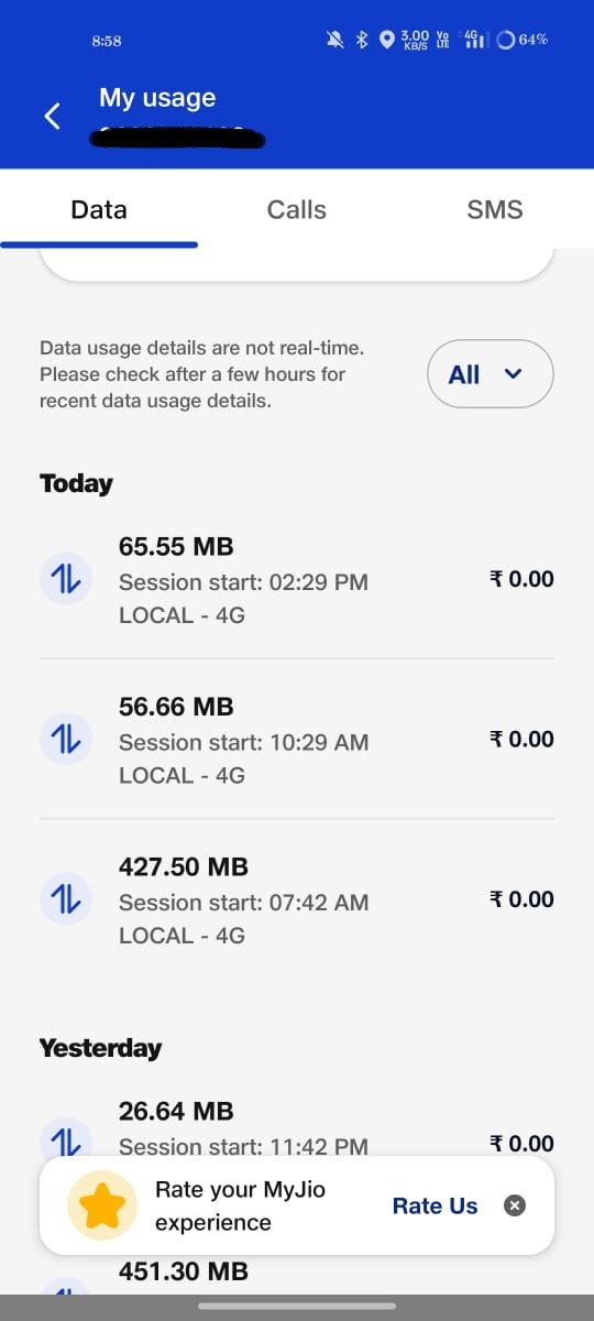 theLooser__'s tweet image. @JioCare can you explain this?

My daily data limit is exhausted without proper usage.
Digital Wellbeing shows 4hr 54min screen time today.
MyJio app says different data usage per session.
Data left shows something else.

Where’s my data going?
Attached proof 
#Jio #DataMismatch