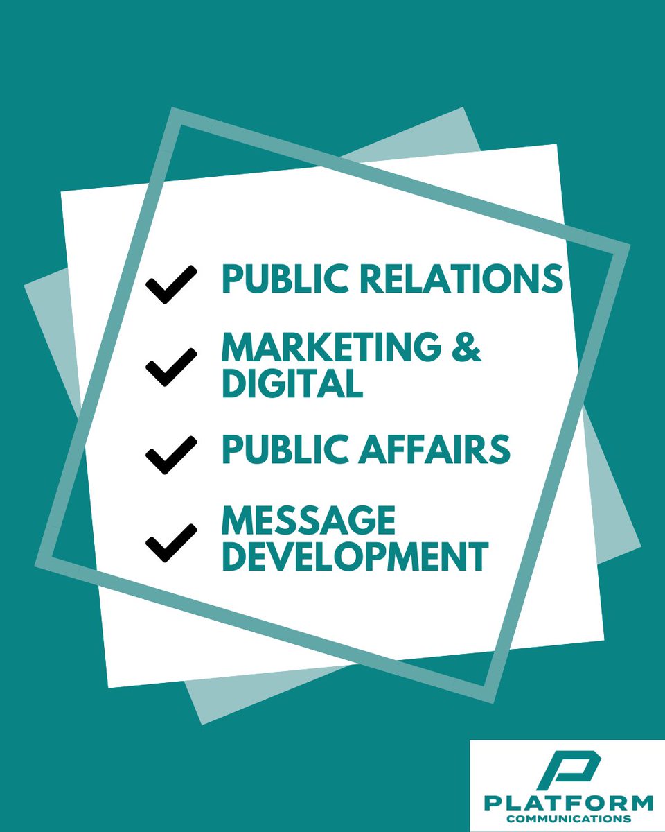PlatformWI's tweet image. Whether you’re managing a crisis, launching a campaign, or building public support, we’ve got you covered. Our experts can help you with all your PR, public affairs, message development, and marketing & digital needs.
platform-communications.com/our-services
