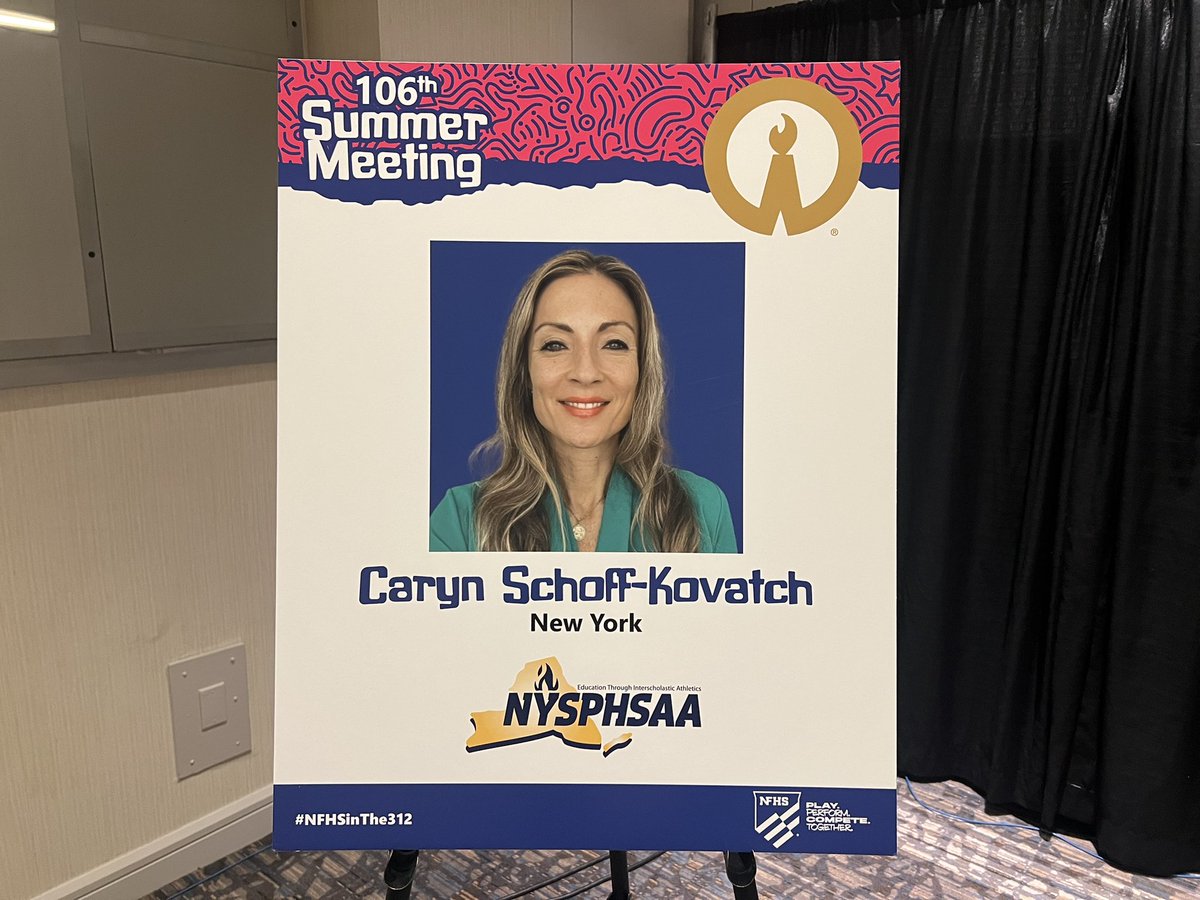 NYSPHSAA's tweet image. It’s Hall of Fame Monday!
We are underway in Chicago for the National High School Hall of Fame press conference during the @NFHS_Org Summer Meetings
Tune in to the press conference, and join us for dinner as we get to celebrate New York’s own Caryn Schoff-Kovatch as she’s…