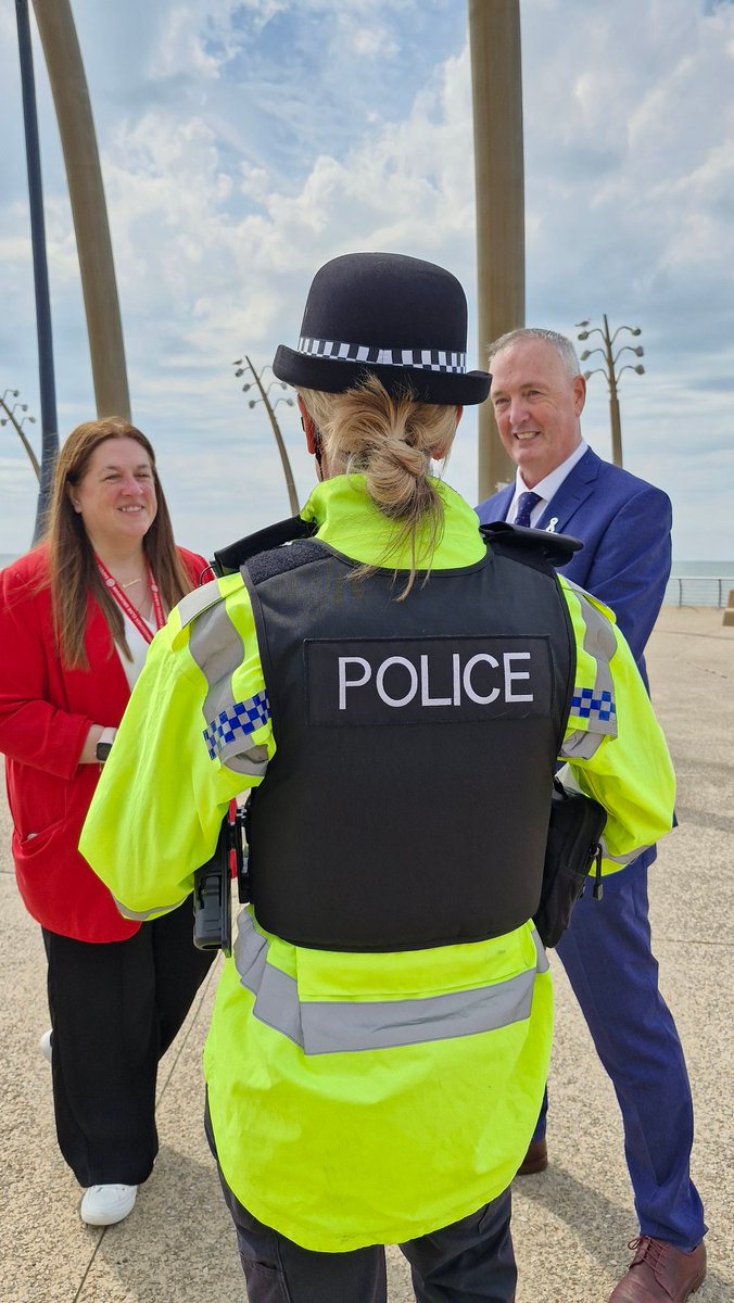 LancsPCC's tweet image. Today, PCC Clive Grunshaw has been in Blackpool to mark the start of @ukhomeoffice #SaferStreetsSummer alongside @LancsPolice @ChrisWebbMP working with partners to tackle crime and ASB to keep town centres safe this summer ☀️ 👮♂️🚔