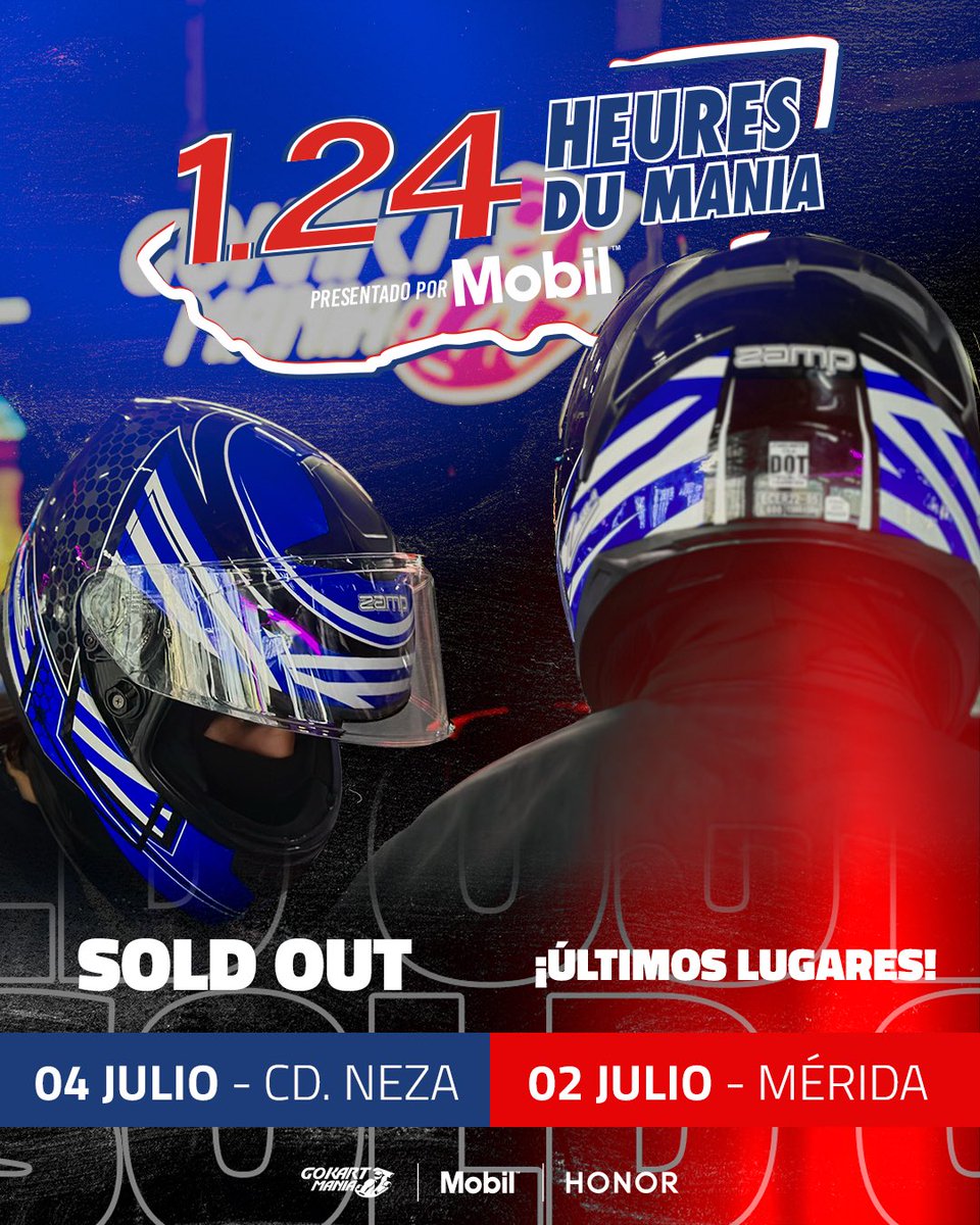 🏁🔥 ¡SOLD OUT Neza!
Las 1.24 Heures du Manía rompieron el cronómetro y volaron más rápido que nunca.
🚨 Mérida aún tiene los últimos lugares… ¿vas o vas?

📲 Inscríbete ya 👉 gokartmania.com.mx/endurance